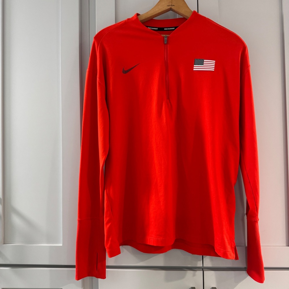 Nike Running Element Team USA Dri-FIT Quarter Zip Red‎ Pullover Womens Medium